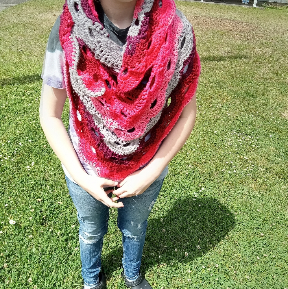 Handcrafted Medium weight crocheted shawl wrap